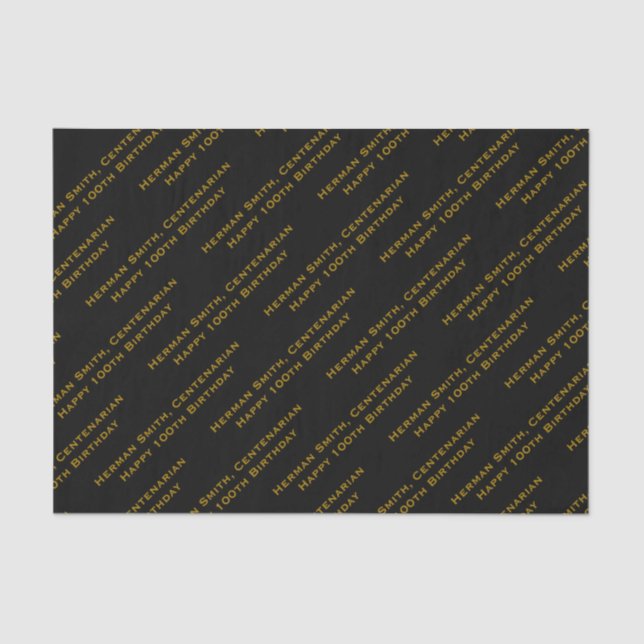 Your Text Pattern All Over Print Black/Gold Tissue Paper (Front)