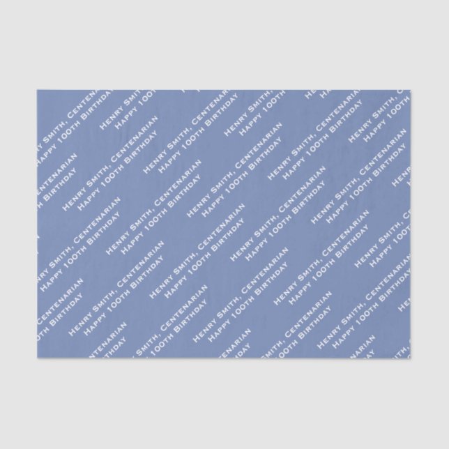 Your Text Pattern All Over Print Blue/White Tissue Paper (Front)