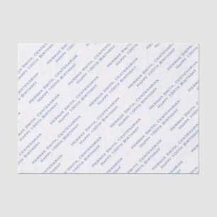 Your Text Pattern All Over Print Blue/White Tissue Paper