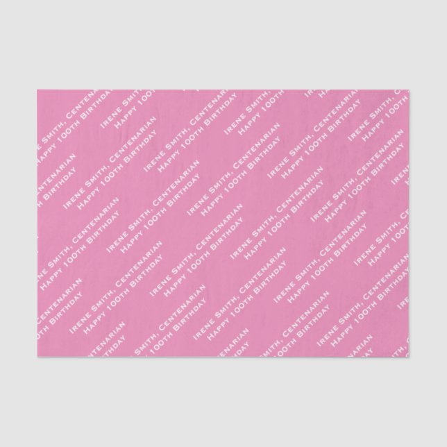 Your Text Pattern All Over Print Pink/White Tissue Paper (Front)