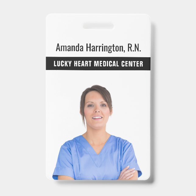 YOUR TEXT & PHOTO badges ID Badge (Front)