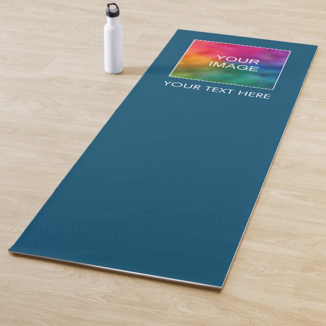 Your Text Photo Here Template Ocean Blue Fitness Yoga Mat (In Situ)