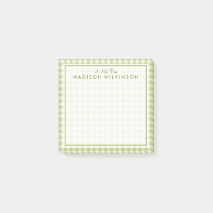 Your Text   Pretty Green Mint Gingham Post-it Notes