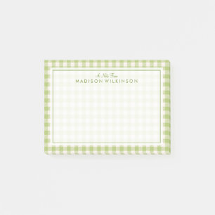 Your Text   Pretty Green Mint Gingham Post-it Notes