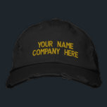 Your Text Promotional Embroidered Baseball Cap<br><div class="desc">Easy Personalised Promotional Cap - Add Your Text - Name - Company / Number / Letter / Slogan - Tagline / or Website , Phone , E-mail , Social Media Handle , Address , Logo - Photo / more - Choose Your Colour / Size / Font - Make your unique...</div>