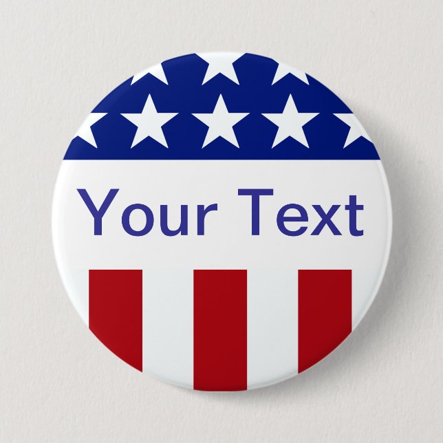 Your Text Stars and Stripes Button (Front)