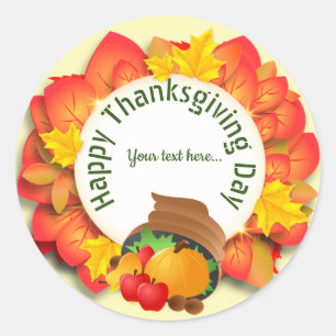 Your Text Thanksgiving Greeting Classic Round Sticker
