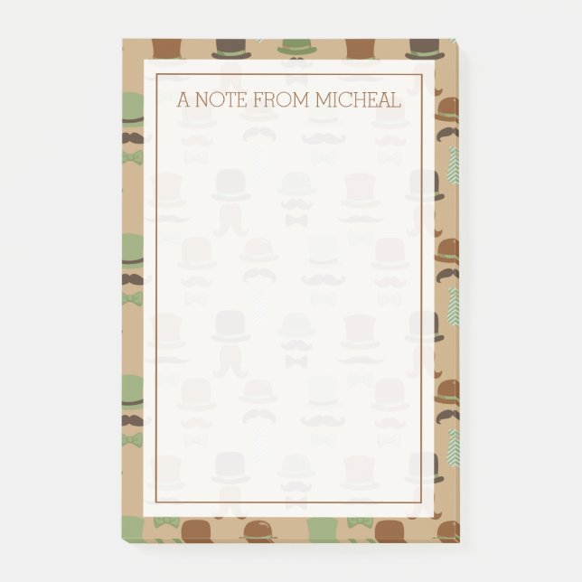 Your Text | Top Hat Moustache Post-it Notes (Front)