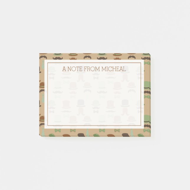 Your Text | Top Hat Moustache Post-it Notes (Front)