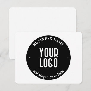 Your Text & Uploaded Logo Editable Black & White Card