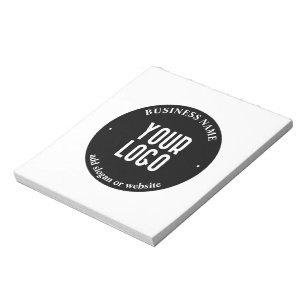Your Text & Uploaded Logo   Editable Black & White Notepad