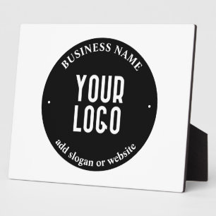 Your Text & Uploaded Logo   Editable Black & White Plaque