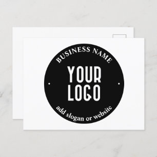 Your Text & Uploaded Logo   Editable Black & White Postcard
