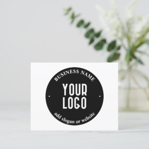 Your Text & Uploaded Logo   Editable Black & White Thank You Card