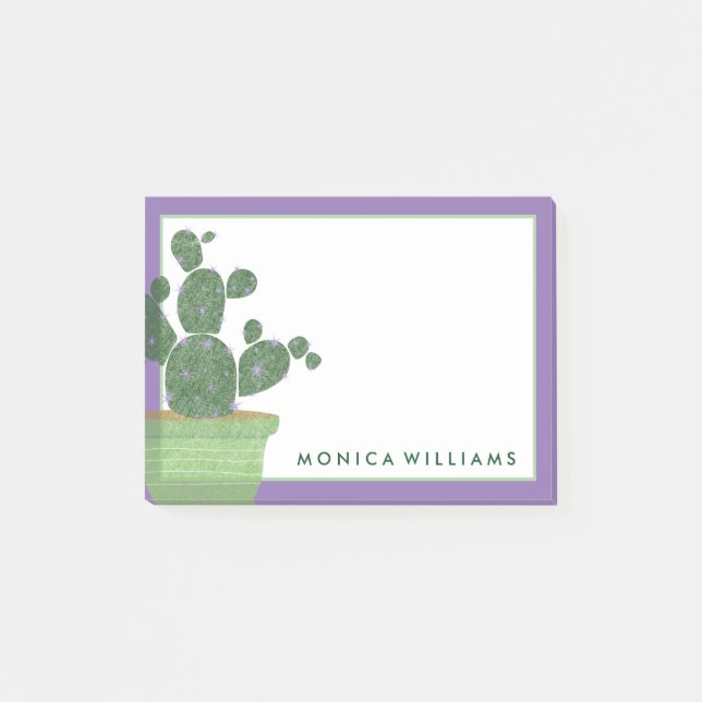 Your Text | Watercolor Succulent Cactus Post-it Notes (Front)