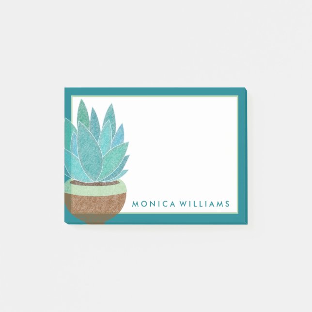Your Text | Watercolor Succulent Cactus Post-it Notes (Front)