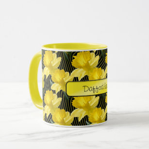 'Your Text:  Yellow Daffodils Pattern Floral Photo Mug