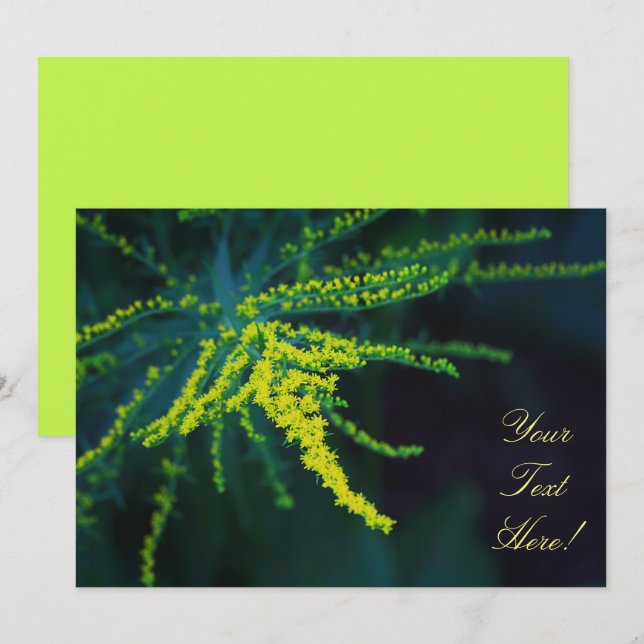 Your Text Yellow Flower Green Fern Invitation (Front/Back)