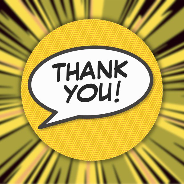 Your Thank You Message Speech Bubble Fun Comic Classic Round Sticker (Creator Uploaded)