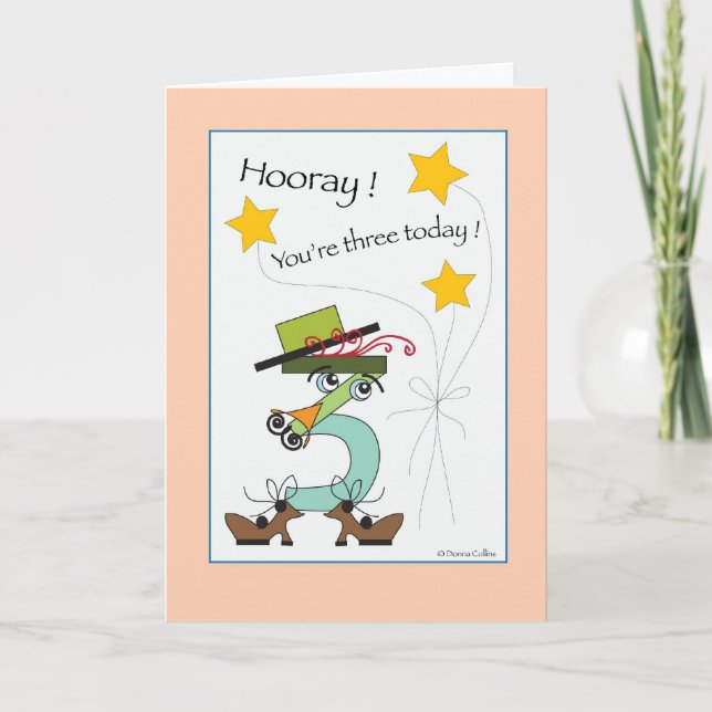 Your Three Peach Trim Birthday Card (Front)