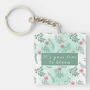 Your time to bloom, customisable aesthetic floral key ring