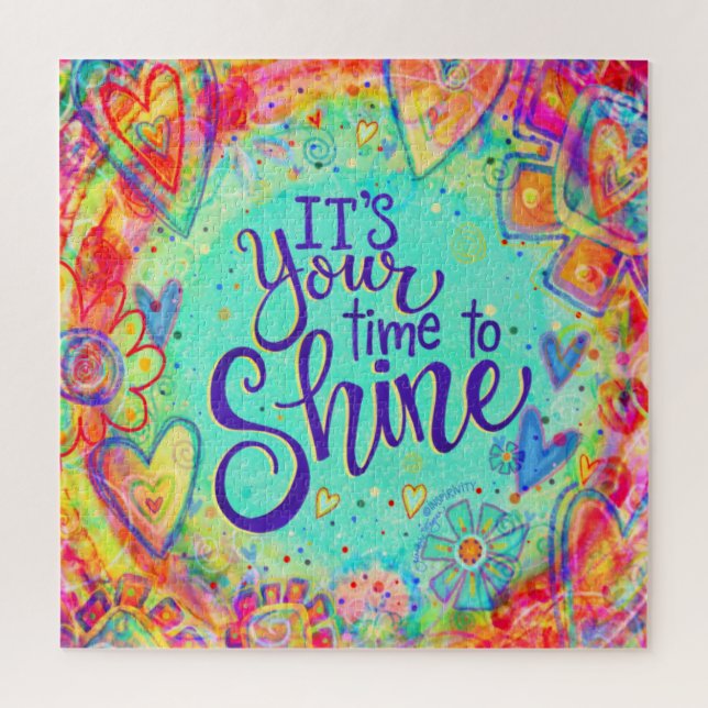 Your Time to Shine Fun Hearts Floral Inspirational Jigsaw Puzzle (Vertical)