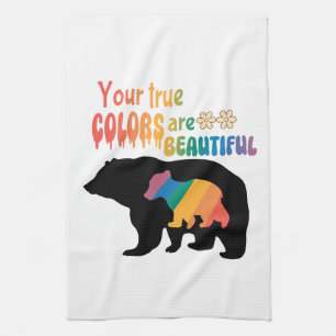 Your True Colours Are Beautiful – Bear Silhouette Tea Towel