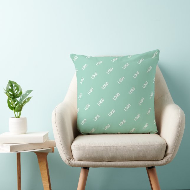 Your Uploaded Image or Logo Tiled | Light Teal  Cushion (Chair)