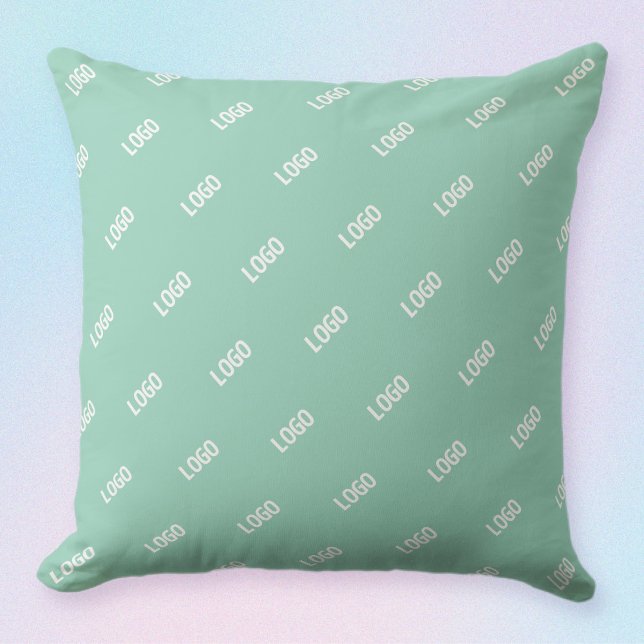 Your Uploaded Image or Logo Tiled | Light Teal  Cushion (Creator Uploaded)