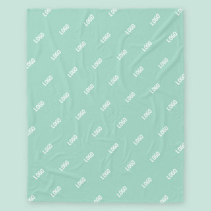 Your Uploaded Image or Logo Tiled   Light Teal  Fleece Blanket