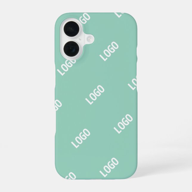 Your Uploaded Image or Logo Tiled | Light Teal  iPhone 16 Case (Back)