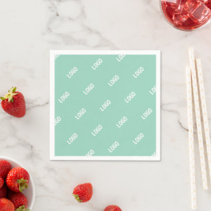 Your Uploaded Image or Logo Tiled   Light Teal  Napkin