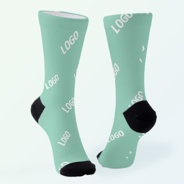 Your Uploaded Image or Logo Tiled | Light Teal  Socks (Creator Uploaded)