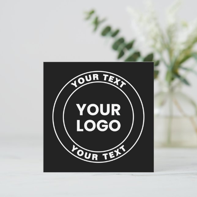Your Uploaded Logo + Bold Circular Text  Card (Standing Front)