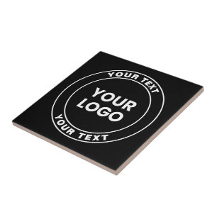 Your Uploaded Logo + Bold Circular Text Ceramic Tile