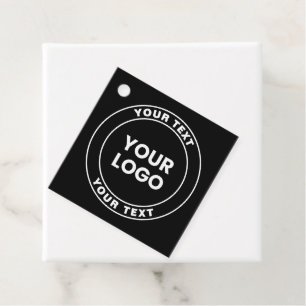 Your Uploaded Logo + Bold Circular Text  Favour Tags