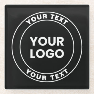 Your Uploaded Logo + Bold Circular Text  Glass Coaster