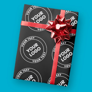 Your Uploaded Logo + Bold Circular Text  Wrapping Paper