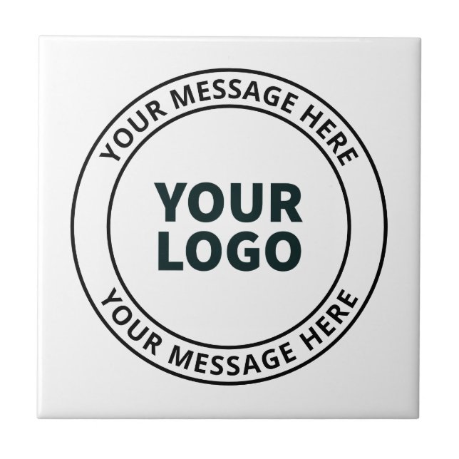 Your Uploaded Logo + Editable Circular Text  Ceramic Tile (Front)