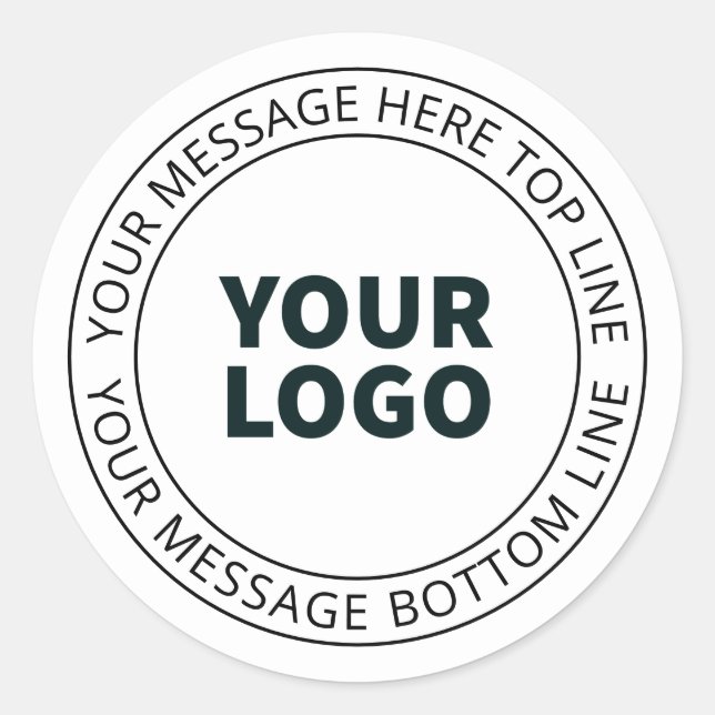 Your Uploaded Logo + Editable Circular Text  Classic Round Sticker (Front)