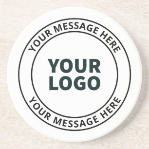 Your Uploaded Logo + Editable Circular Text  Coaster