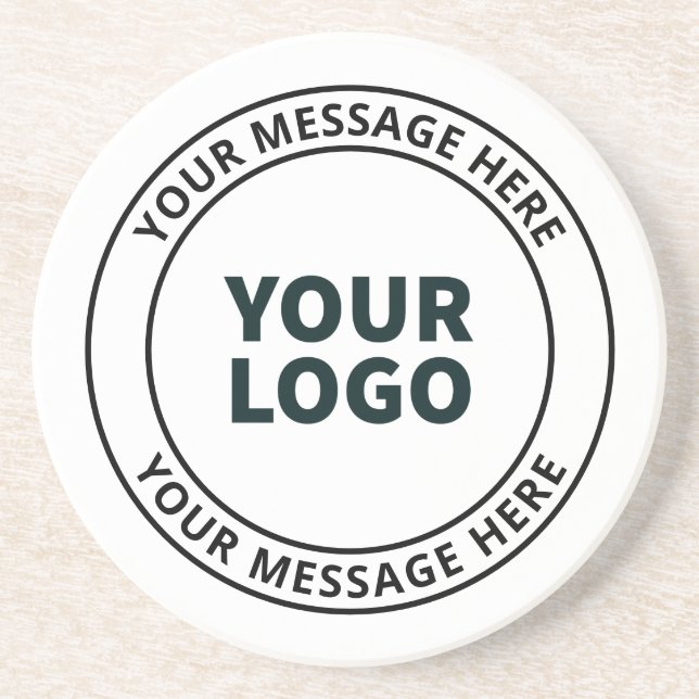 Your Uploaded Logo + Editable Circular Text  Coaster (Front)