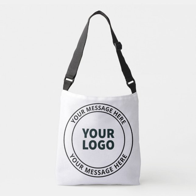 Your Uploaded Logo + Editable Circular Text  Crossbody Bag (Front)