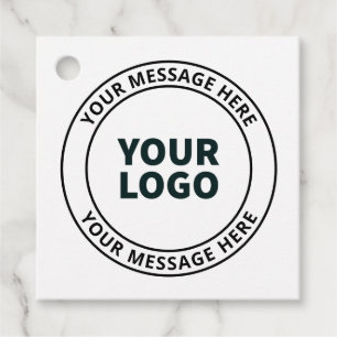 Your Uploaded Logo + Editable Circular Text Favour Tags