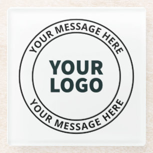 Your Uploaded Logo + Editable Circular Text  Glass Coaster