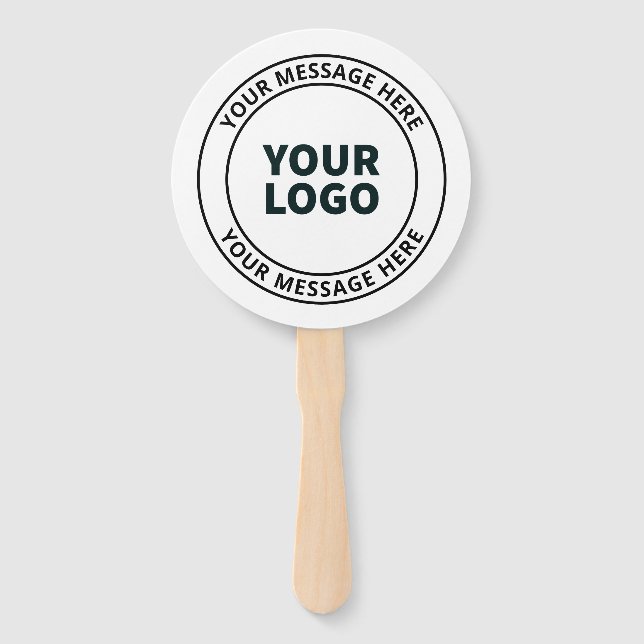Your Uploaded Logo + Editable Circular Text  Hand Fan (Front)