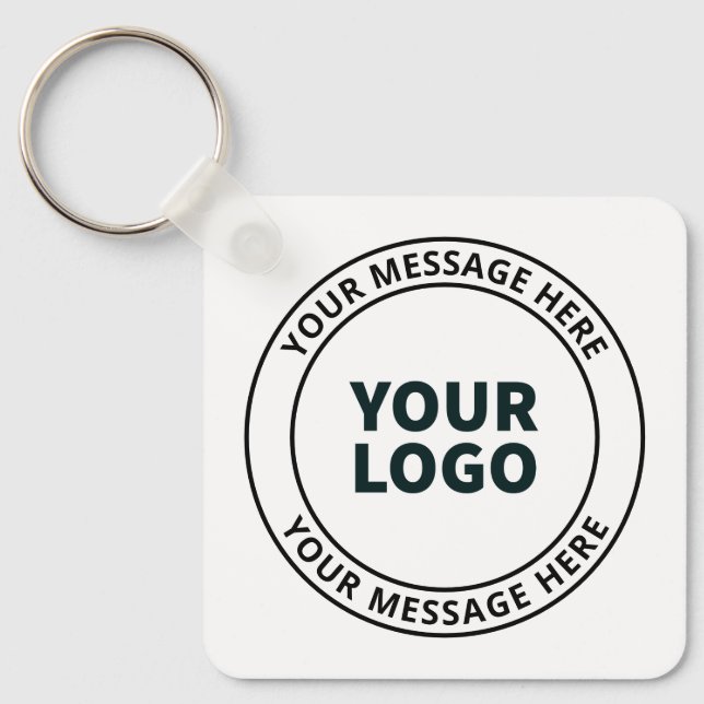 Your Uploaded Logo + Editable Circular Text  Key Ring (Front)