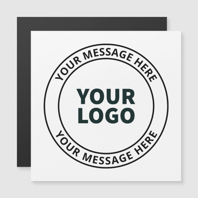 Your Uploaded Logo + Editable Circular Text  Magnetic Invitation (Front/Back)
