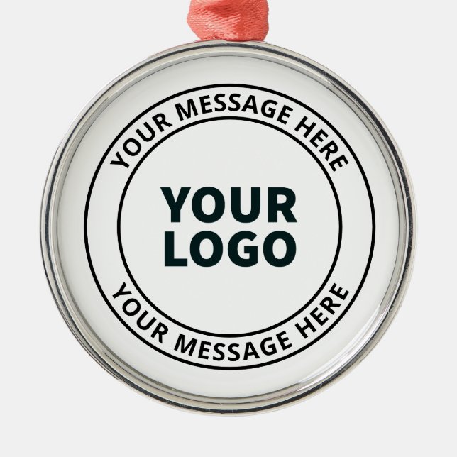 Your Uploaded Logo + Editable Circular Text  Metal Ornament (Front)