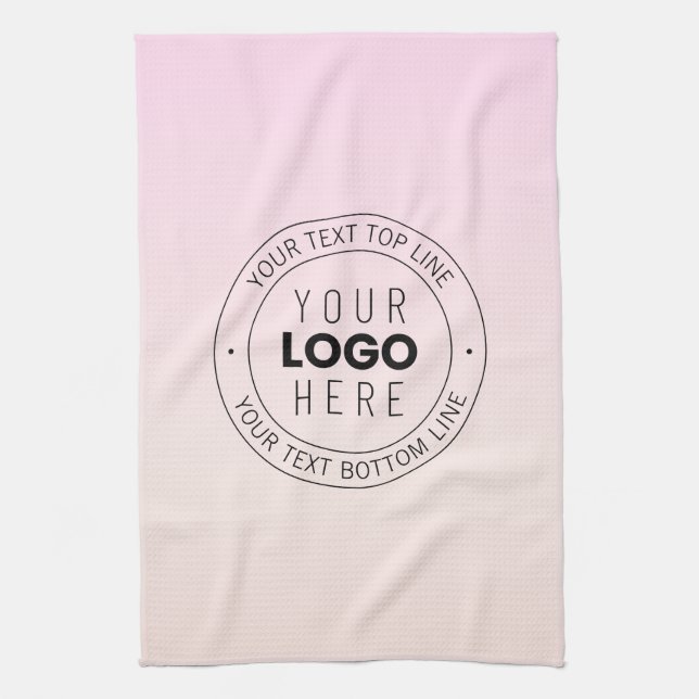Your Uploaded Logo | Editable Circular Text  Tea Towel (Vertical)